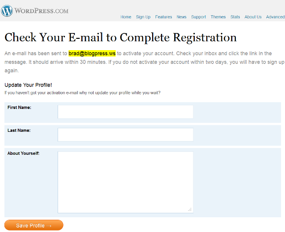 Check Your E-mail to Complete Registration