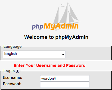 phpmyadmin login password