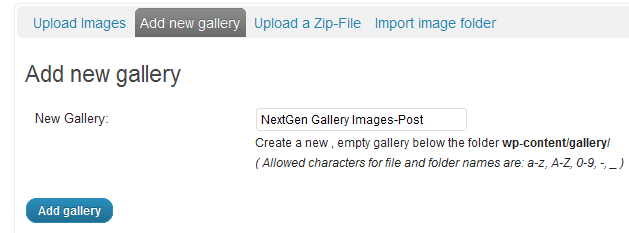 Add New Gallery Name