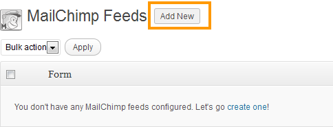 Add New MailChimp Feeds