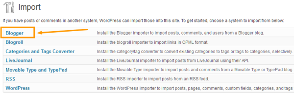 Import Tool - Blogger