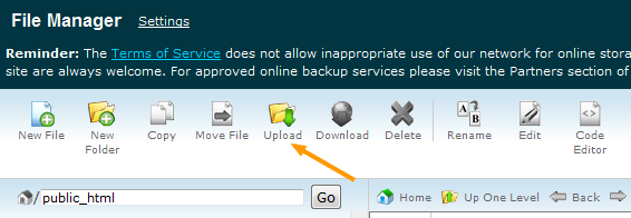cPanel File Manager Upload