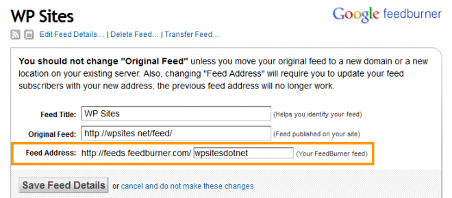 New Domains Feedburner Account
