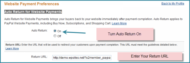 Auto Return for Website Payments
