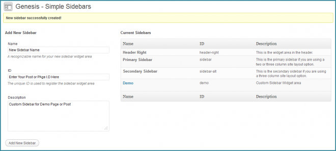 Create Custom Widget Sidebars