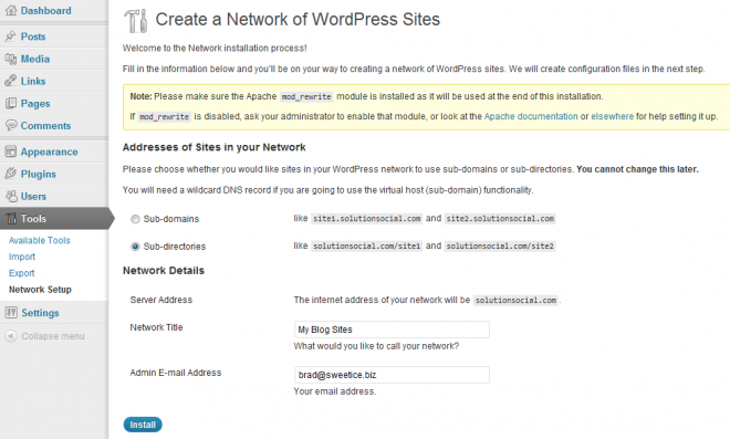 Create a Network of WordPress Sites