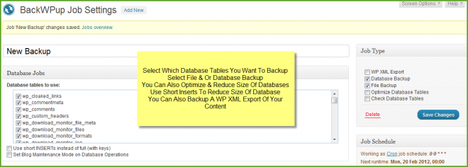 Add New Database Backup Jobs