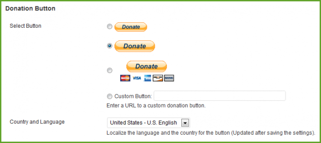 Donation Button Settings