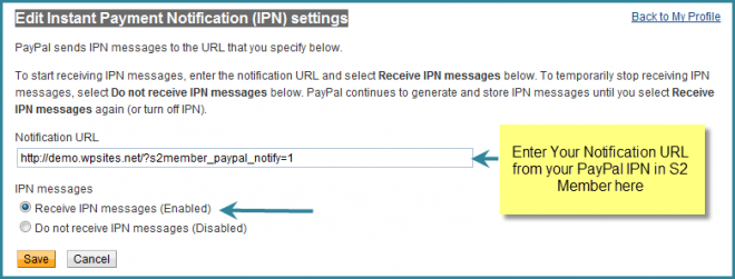 Edit PayPal Instant Payment Notification