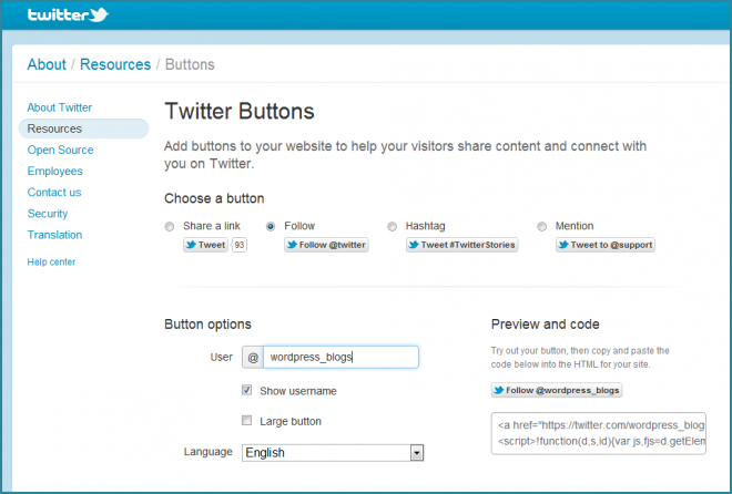 Twitter Follow Buttons