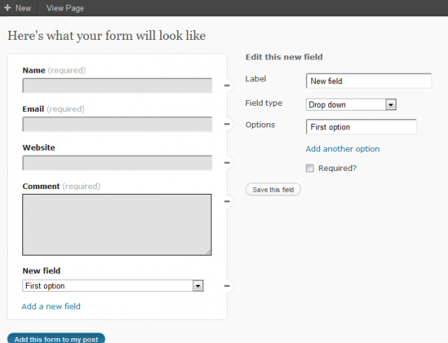 Add New Contact Form Fields