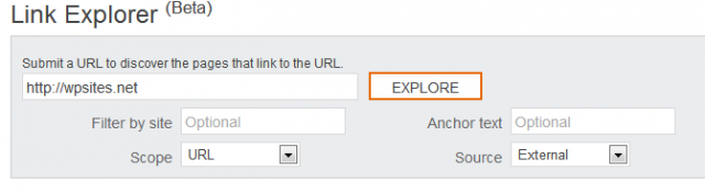 Link Explorer Bing Webmaster Tools