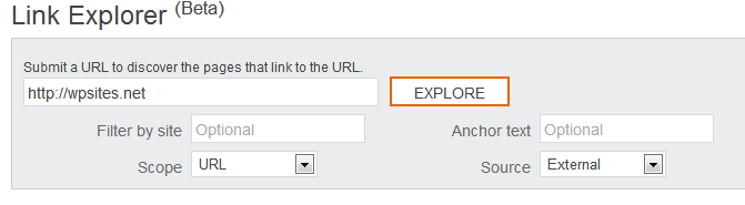 Link Explorer Bing Webmaster Tools