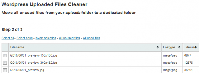 Move all unused files from your uploads folder to a dedicated folder