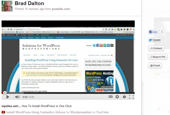 Social Sharing Youtube Videos on Pinterest