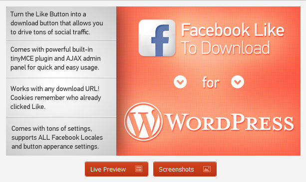 Facebook Like to Download for WordPress