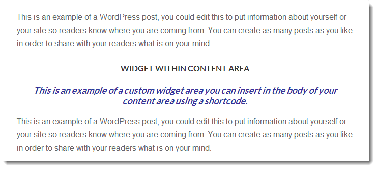 Widget Within Body of Content