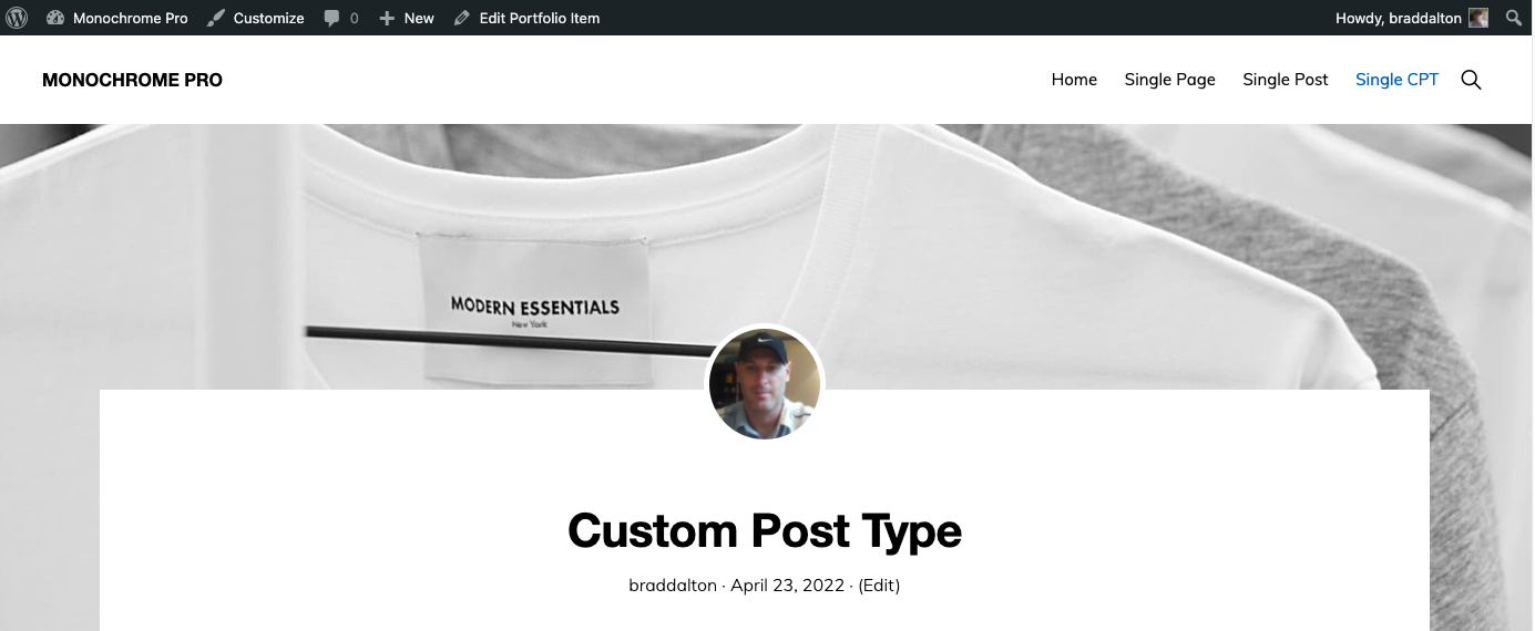 Single Custom Post Type Full Width After Header Featured Image