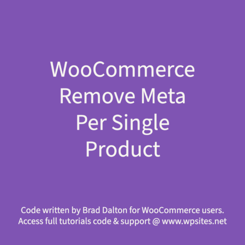 Remove Meta Per Single Product - WooCommerce