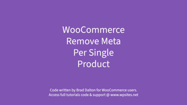 Remove Meta Per Single product WooCommerce
