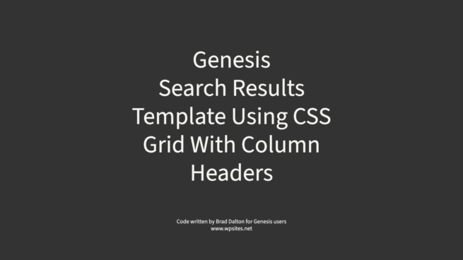 Search Results Template In Grid With Column Headers – Genesis
