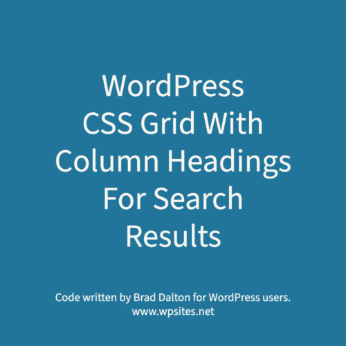 CSS Grid With Column Headings For Search Results - WordPress