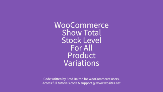 Show Total Stock Level For All Product Variations - WooCommerce