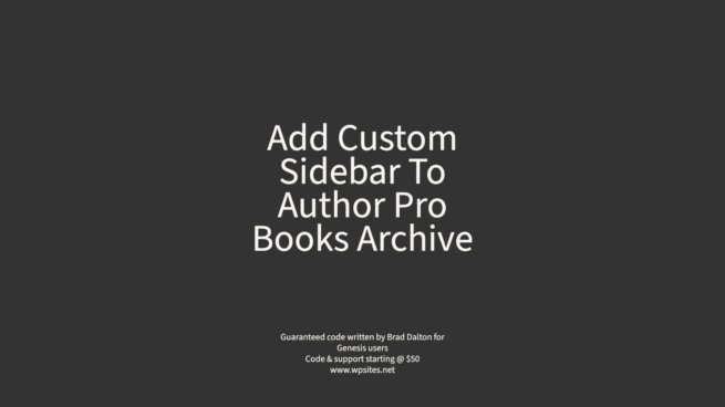 Add Custom Sidebar To Author Pro Books Archive