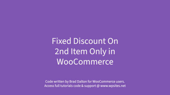 Fixed Dollar Amount Discount On 2nd Item Only in WooCommerce