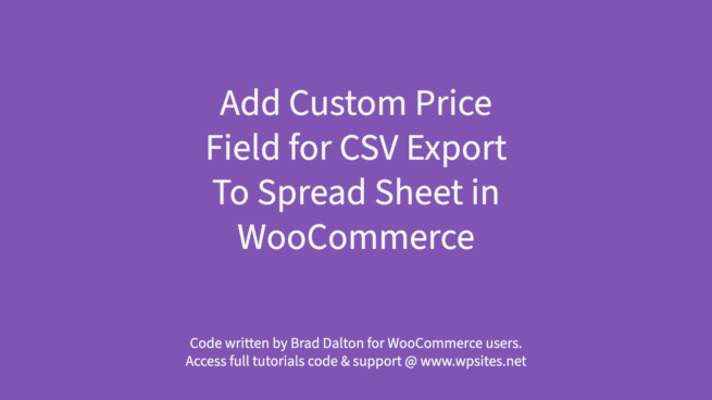 Add Custom Price Field for CSV Export To Spreadsheet in WooCommerce