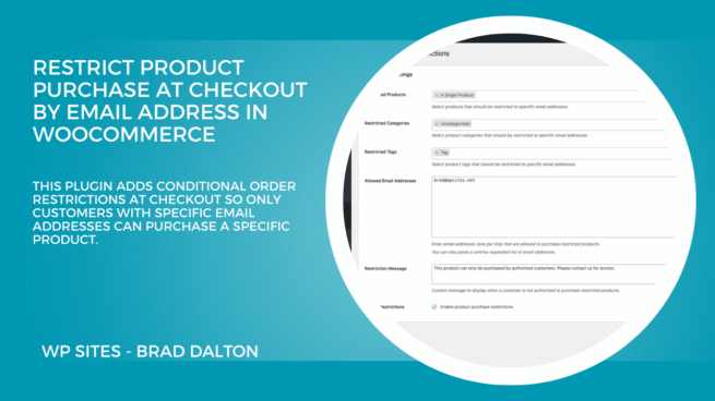 Restrict Product Purchase At Checkout by Email Address in WooCommerce