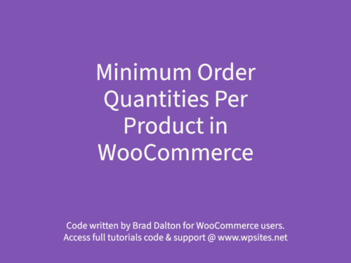 Minimum Order Quantity Per Product in WooCommerce