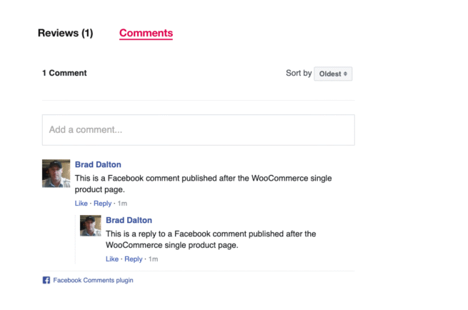 Single Product Page Comments