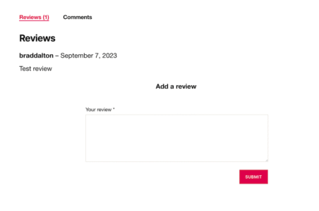 Single Product Page Reviews