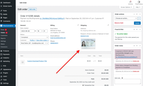 WooCommerce Order Details Screen