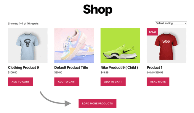 Click to Show More Shop Page Products WooCommerce