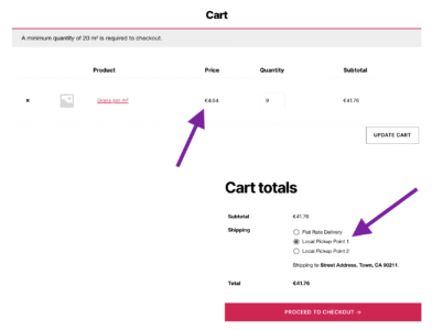 Local Pickup Point Price per Unit