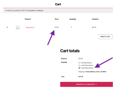 Local Pickup Point Price per Unit