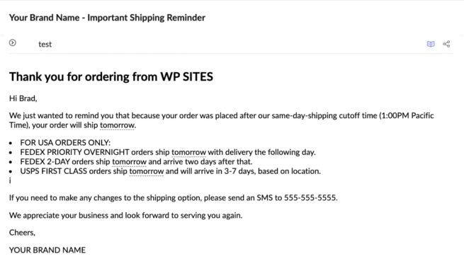 Shipping Email for Orders Placed Between Specific Time & Date in WooCommerce