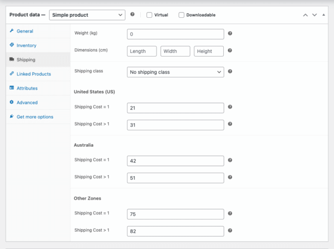 Flat Rate Shipping Costs Per Product