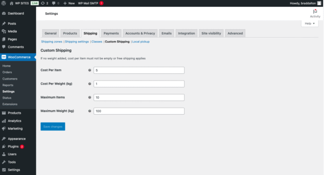Custom Free Shipping Method Based on Weight or Quantity WooCommerce