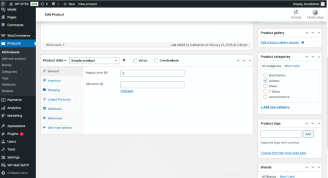 Addons Per Single Product Page In WooCommerce