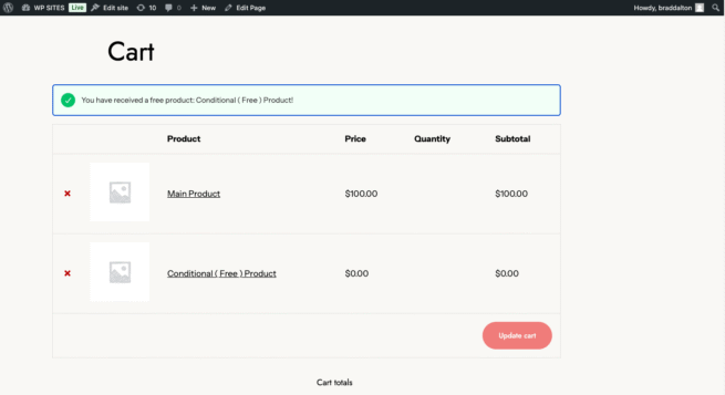 Buy One Product Get Different Product Free WooCommerce