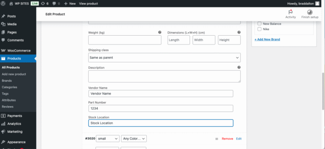 Add Custom Fields for Vendor, Part No. & Stock Location In WooCommerce