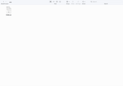 Screenshot of a file explorer showing the 'src' folder containing a file named 'index.js'. The interface appears minimalist and is likely from a coding environment.